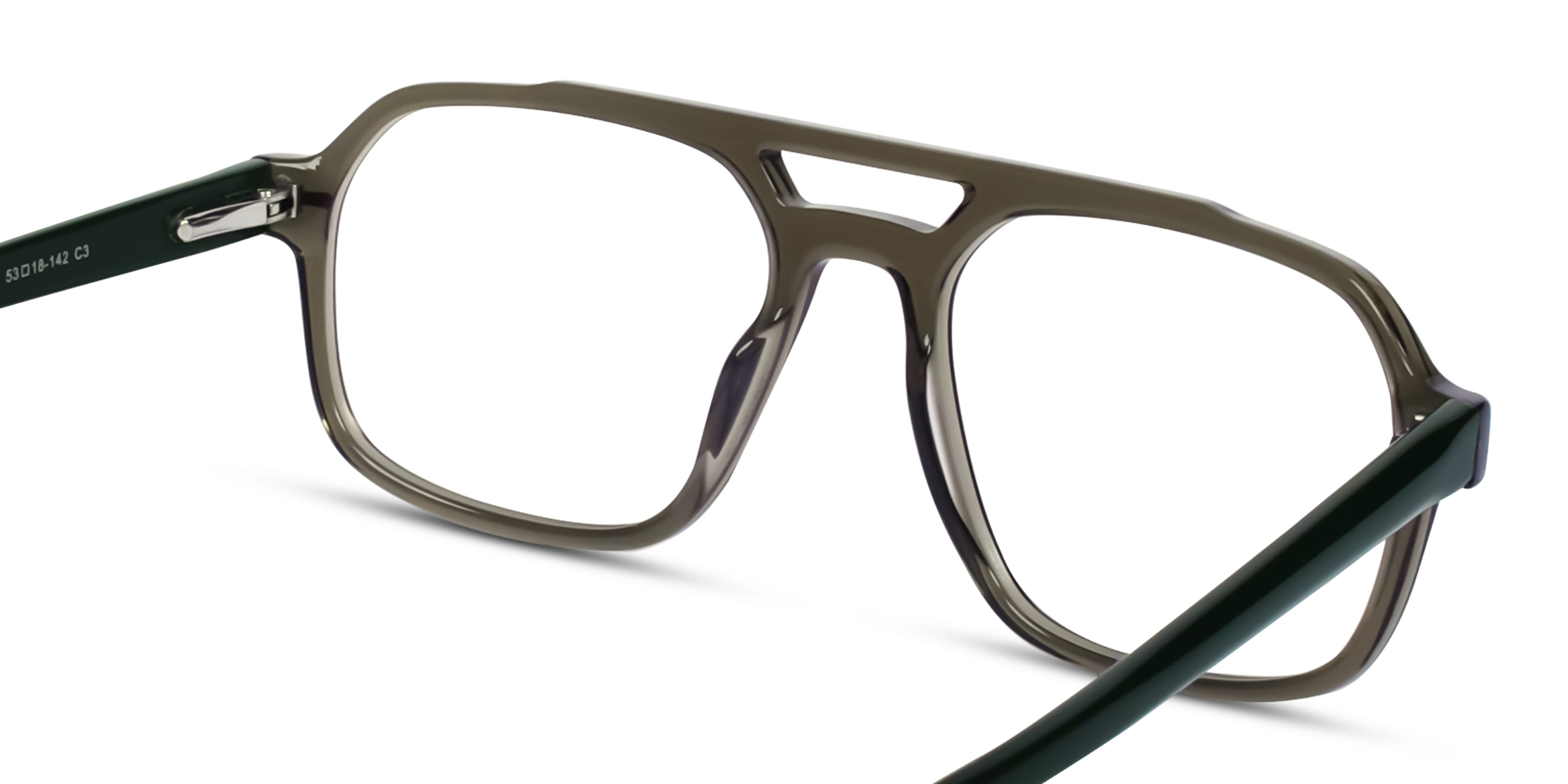 Crystal Green Pilot Fullrim Double Bridge Glasses-5