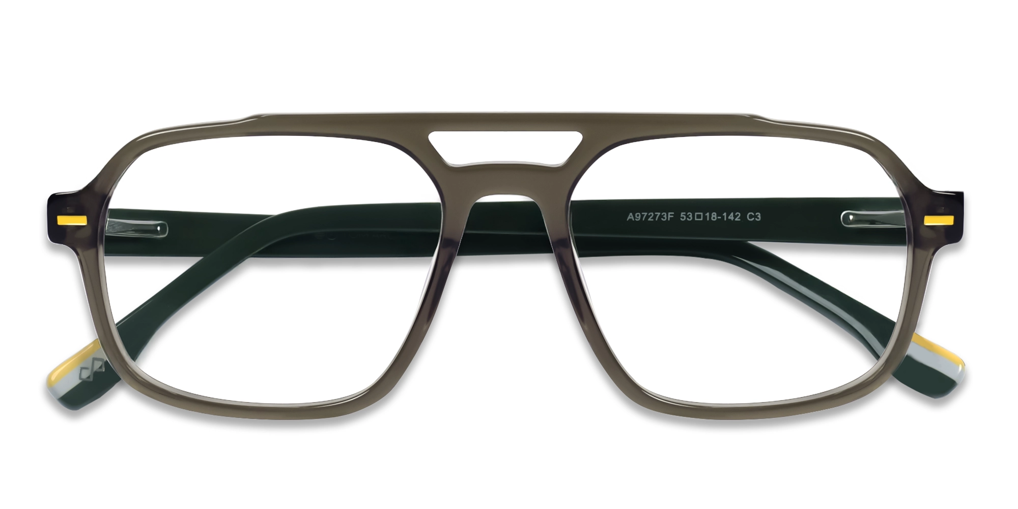 Crystal Green Pilot Fullrim Double Bridge Glasses-6