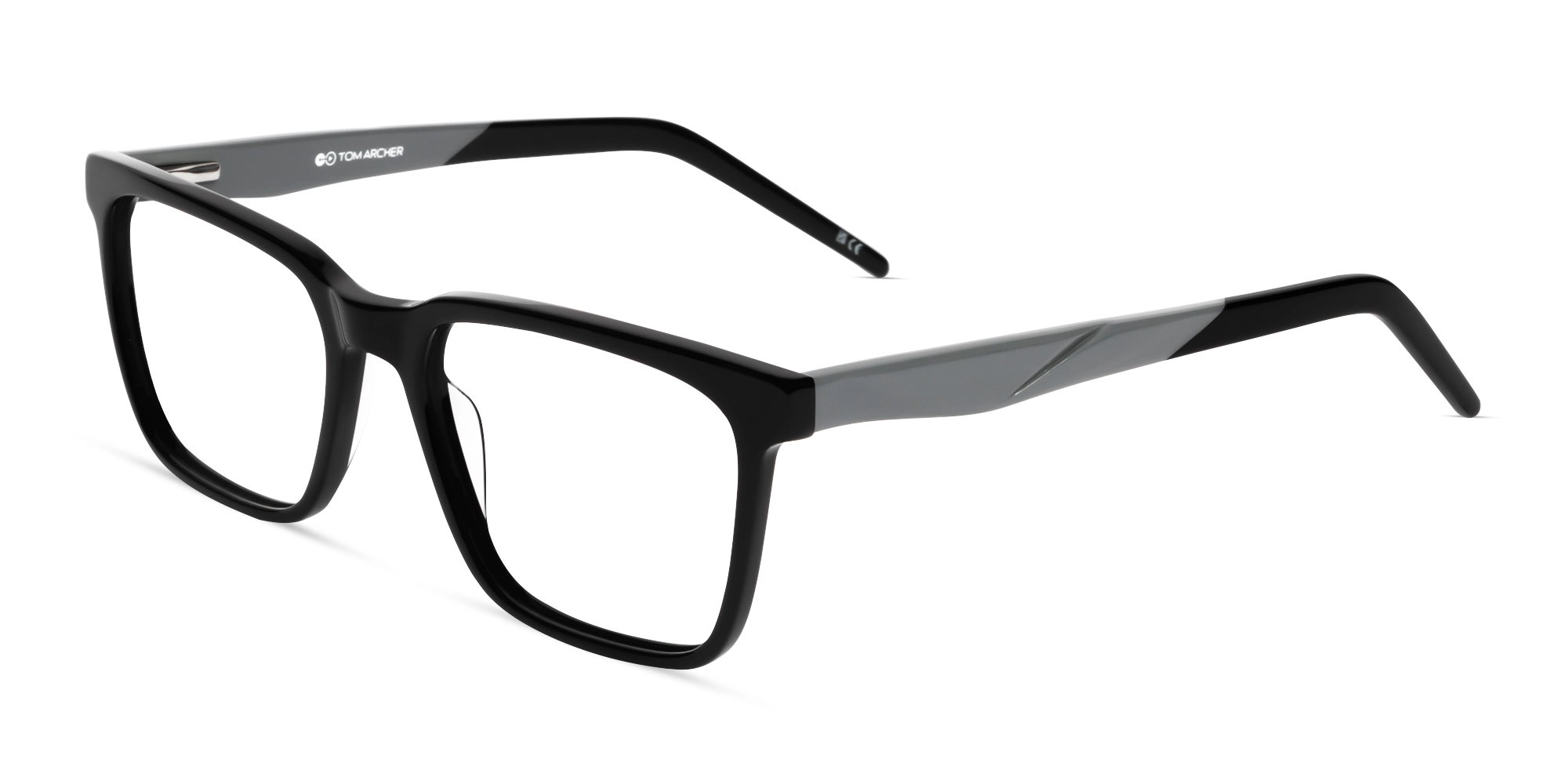 Black Rectangle Full-rim Acetate Glasses-2