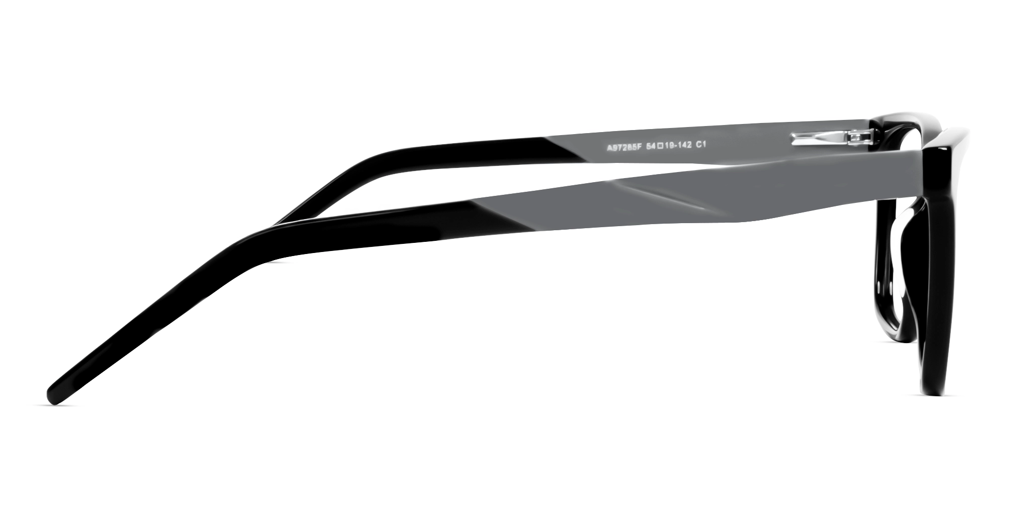 Black Rectangle Full-rim Acetate Glasses-3