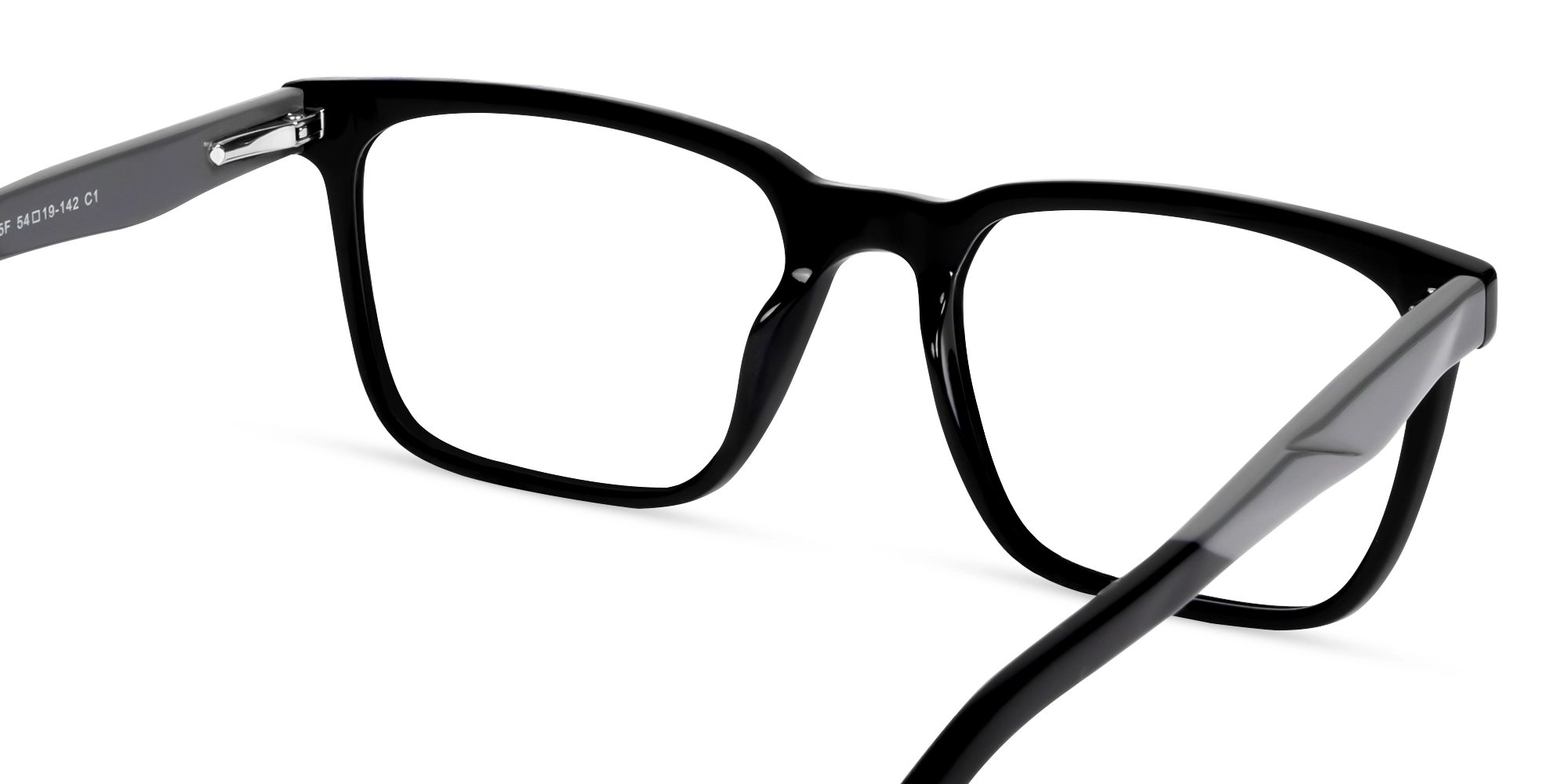 Black Rectangle Full-rim Acetate Glasses-4