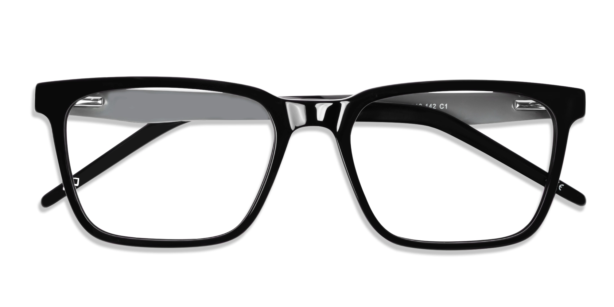 Black Rectangle Full-rim Acetate Glasses-5