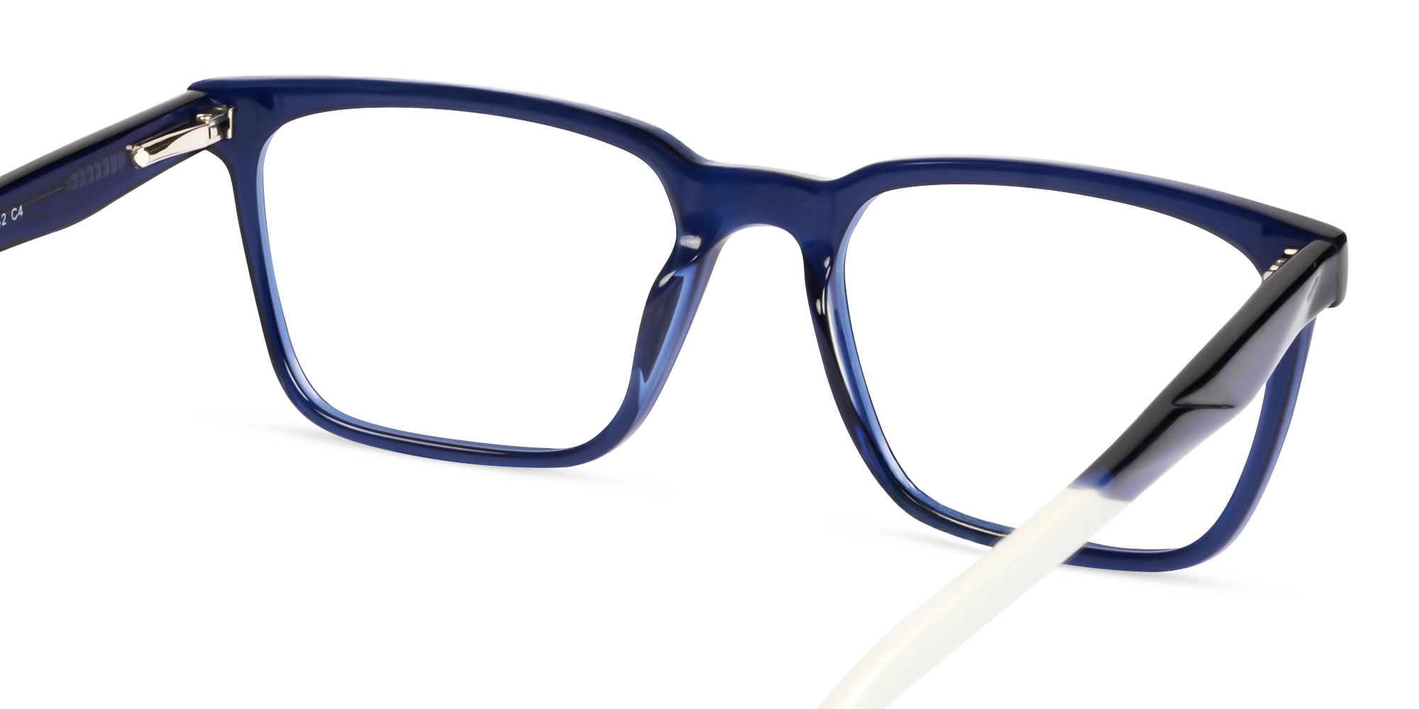 Navy Blue Rectangle Full-rim Acetate Glasses-4