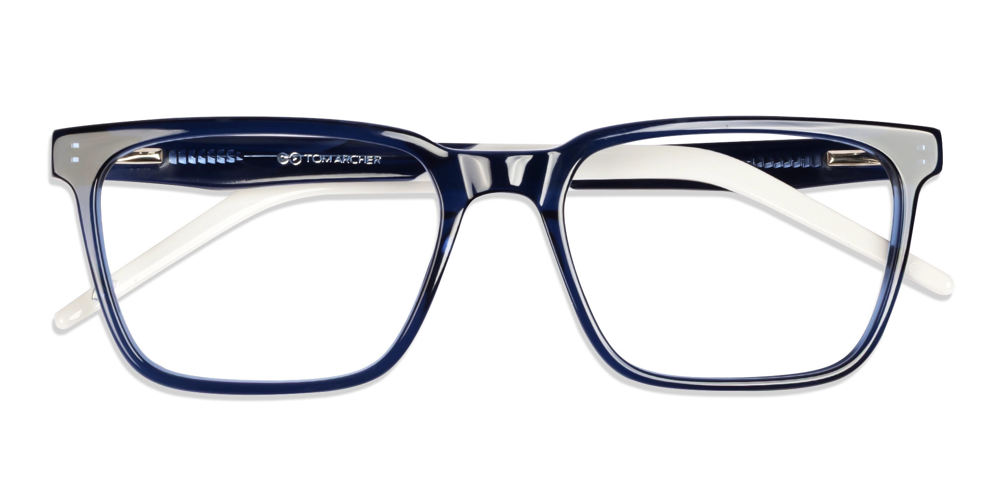Navy Blue Rectangle Full-rim Acetate Glasses-5
