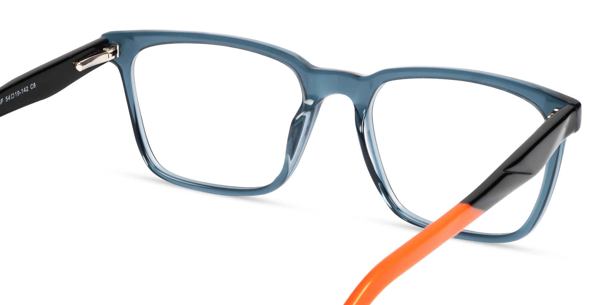 Crystal Steel Blue Rectangle Fullrim Glasses-4