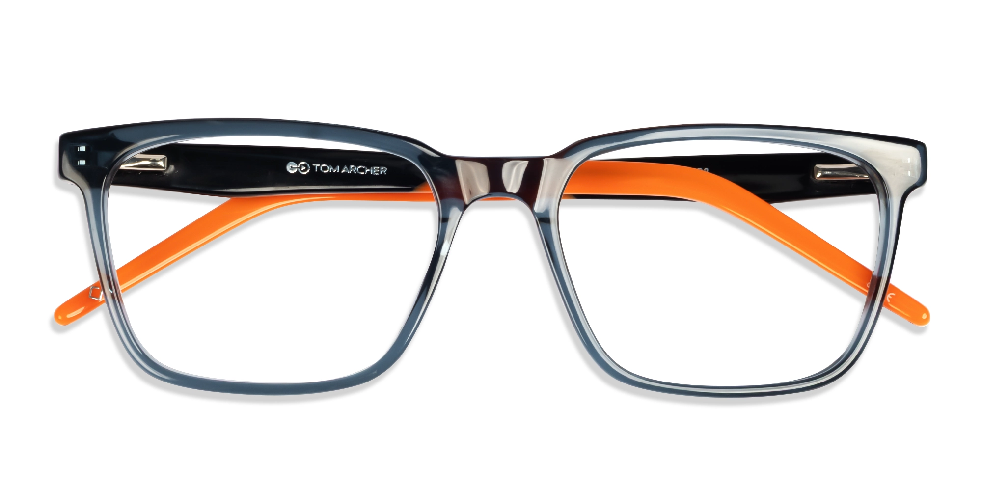 Crystal Steel Blue Rectangle Fullrim Glasses-5