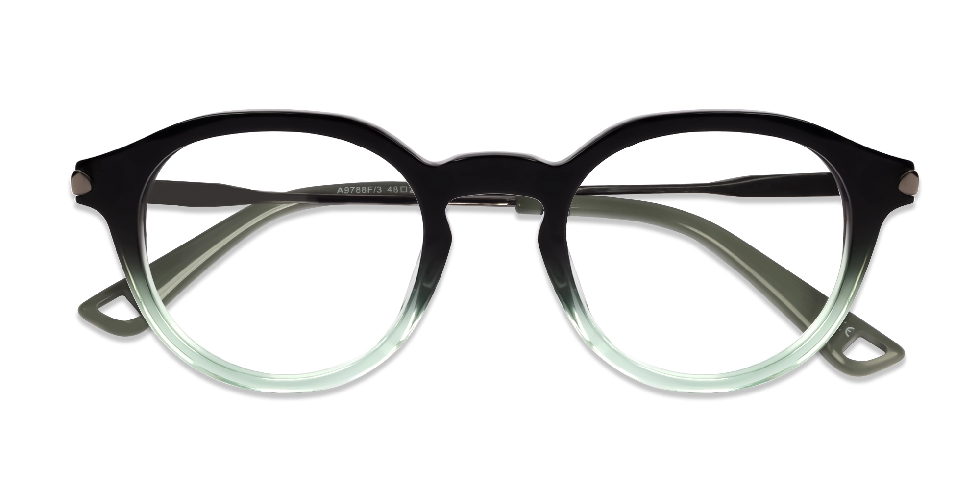Black & Mint Ombre Round Keyhole Bridge Glasses-6