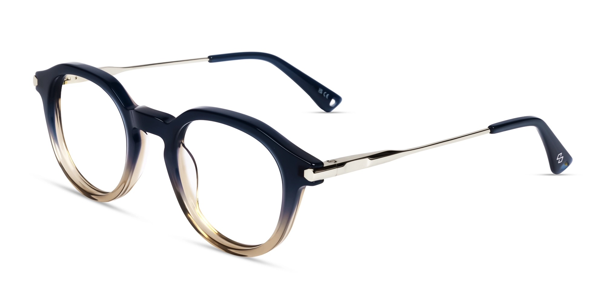Blue & Brown Ombre Round Keyhole Bridge Glasses-3 Blue & Brown Ombre Round Keyhole Bridge Glasses-3