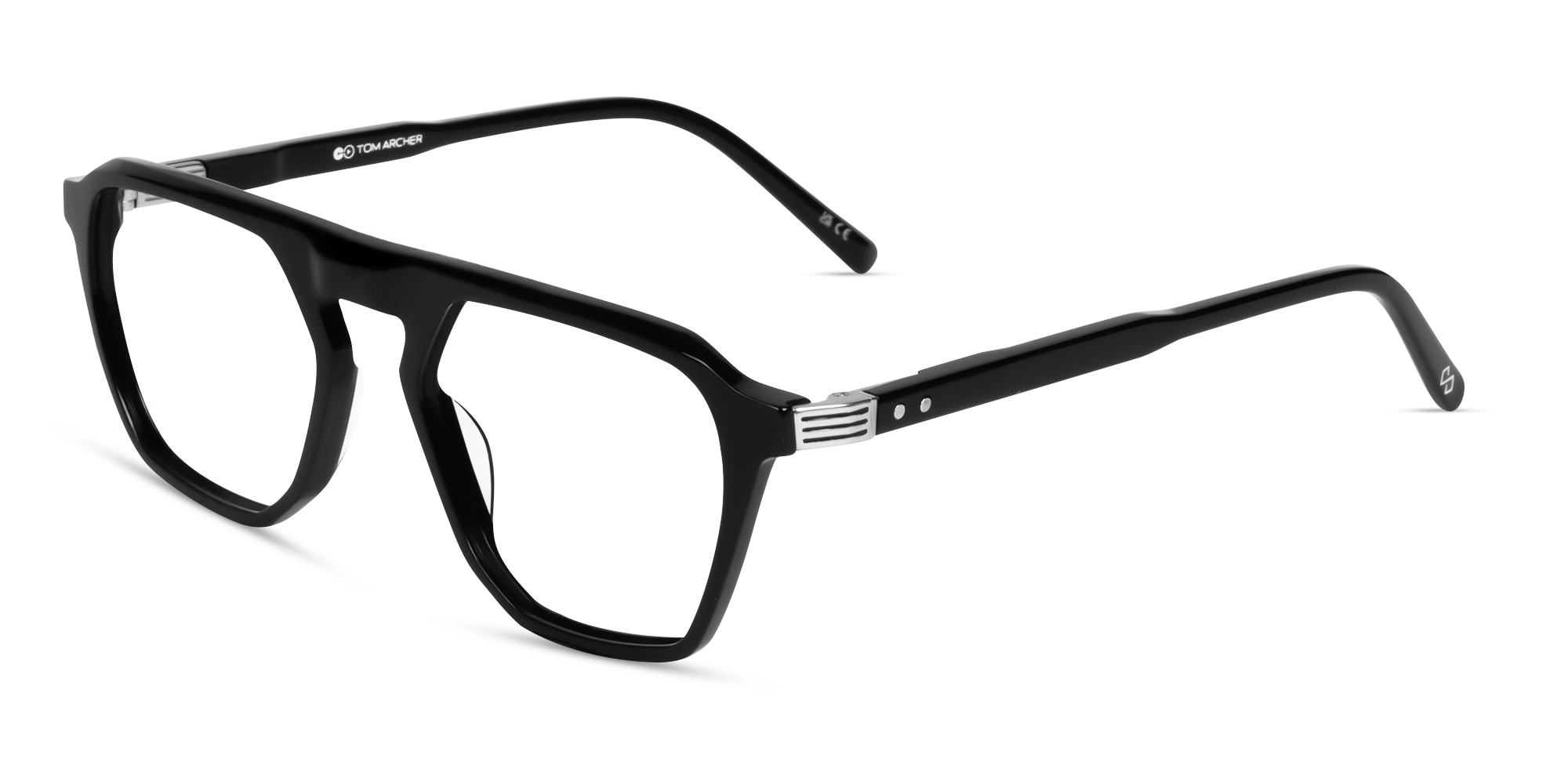 Black Pilot Flat Top Full-Rim Glasses-3 Black Pilot Flat Top Full-Rim Glasses-3