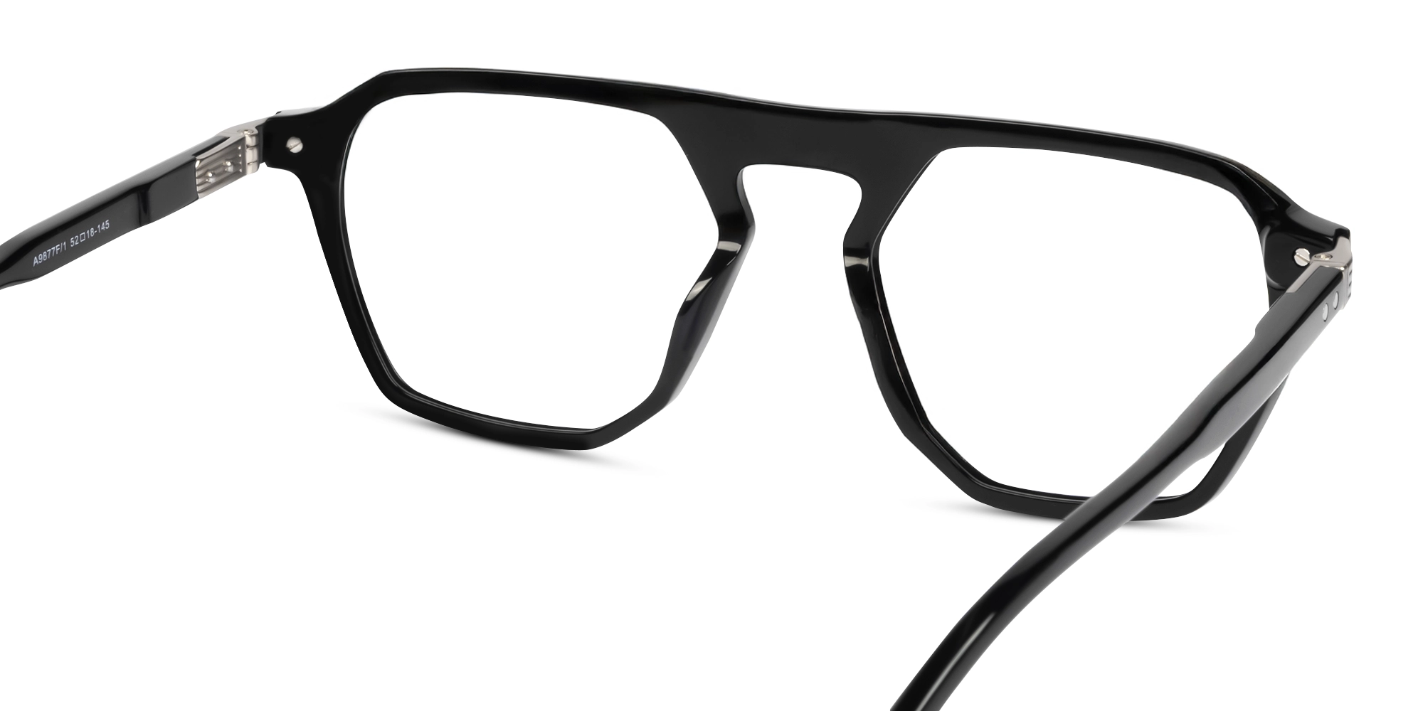 Black Pilot Flat Top Full-Rim Glasses-5