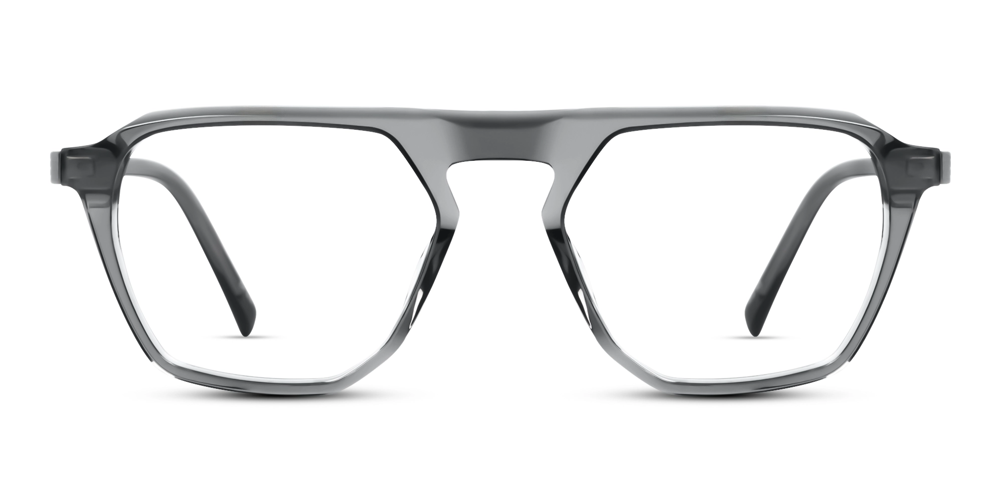 Crystal Grey Pilot Flat Top Full-Rim Glasses-1