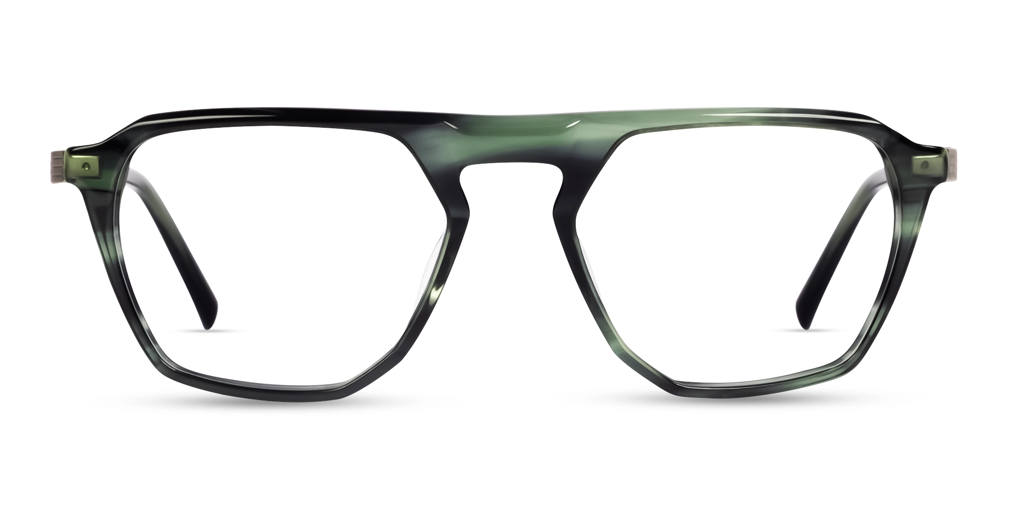 Crystal Sage Green Pilot Flat Top Full-Rim Glasses-1 Crystal Sage Green Pilot Flat Top Full-Rim Glasses-1