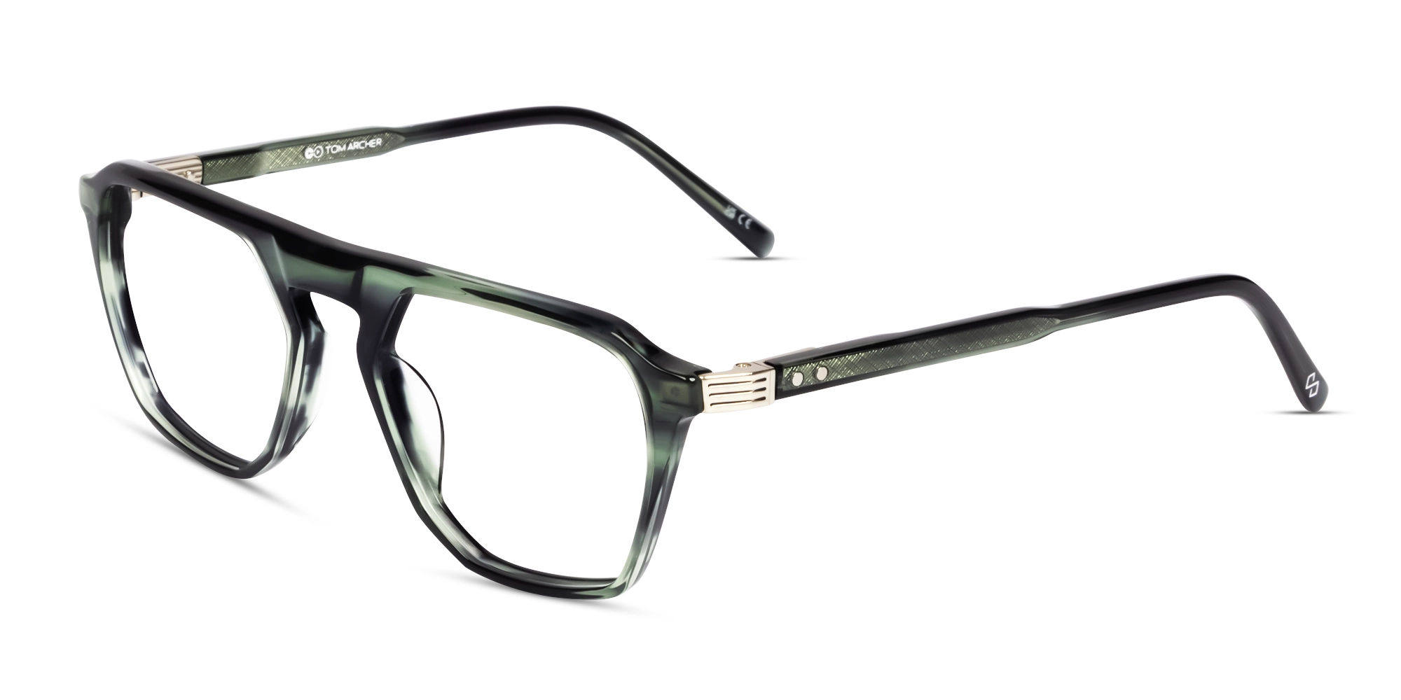 Crystal Sage Green Pilot Flat Top Full-Rim Glasses-3 Crystal Sage Green Pilot Flat Top Full-Rim Glasses-3
