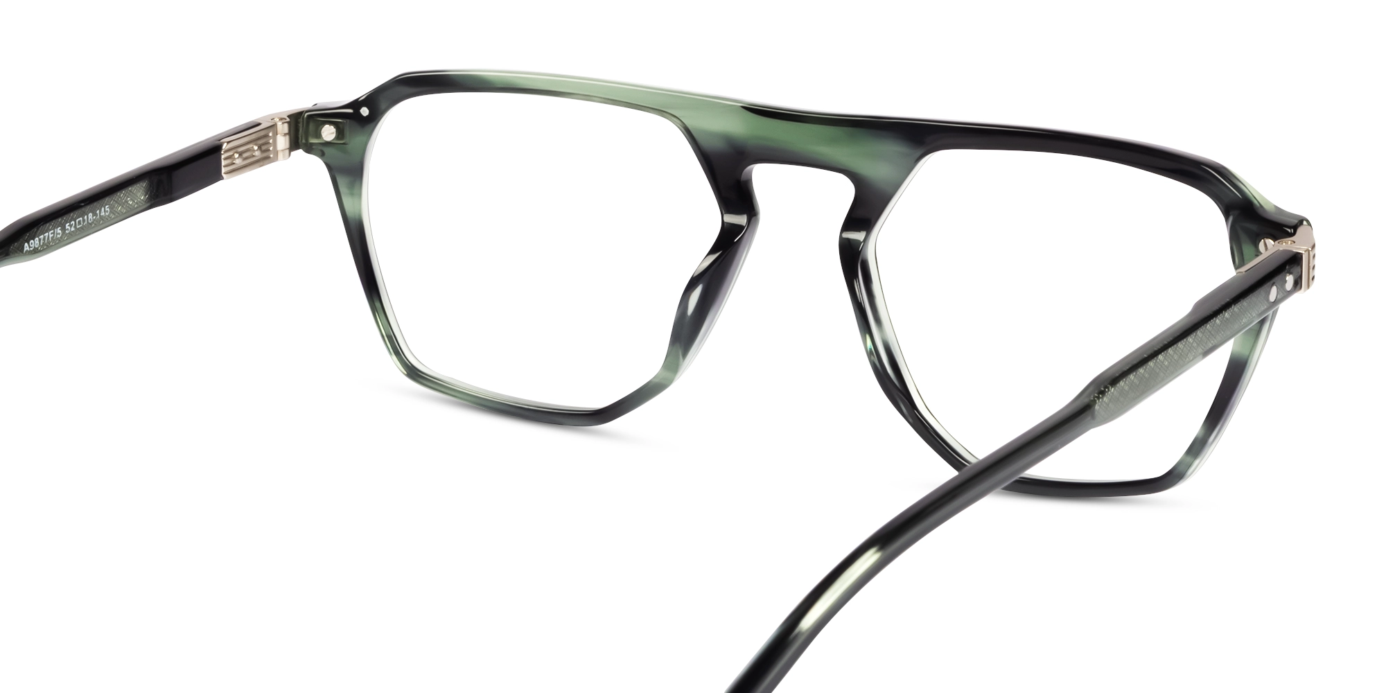 Crystal Sage Green Pilot Flat Top Full-Rim Glasses-5