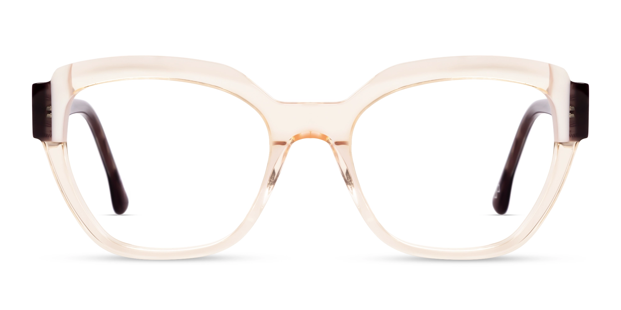 Crystal Peach Cateye Geometric Glasses-1