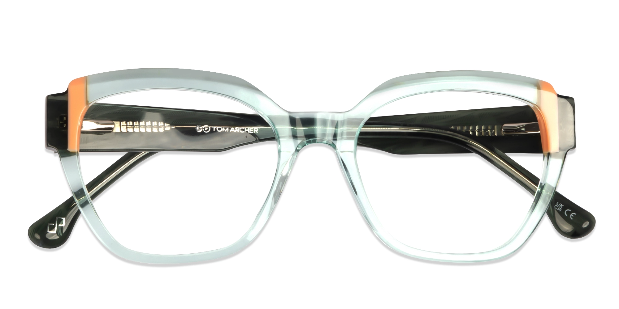 Crystal Cyan Cateye Geometric Glasses-5