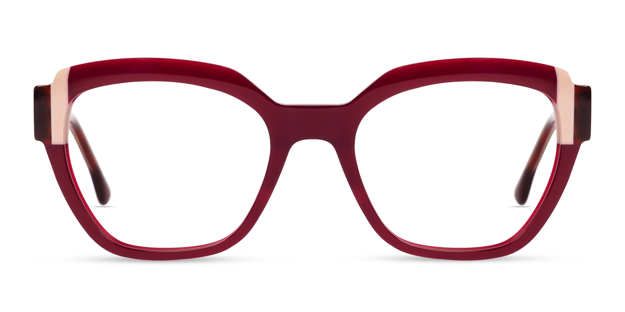 Dark Maroon Cateye Geometric Glasses-1