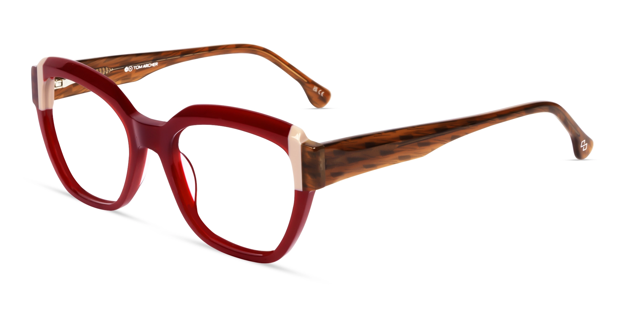 Dark Maroon Cateye Geometric Glasses-2