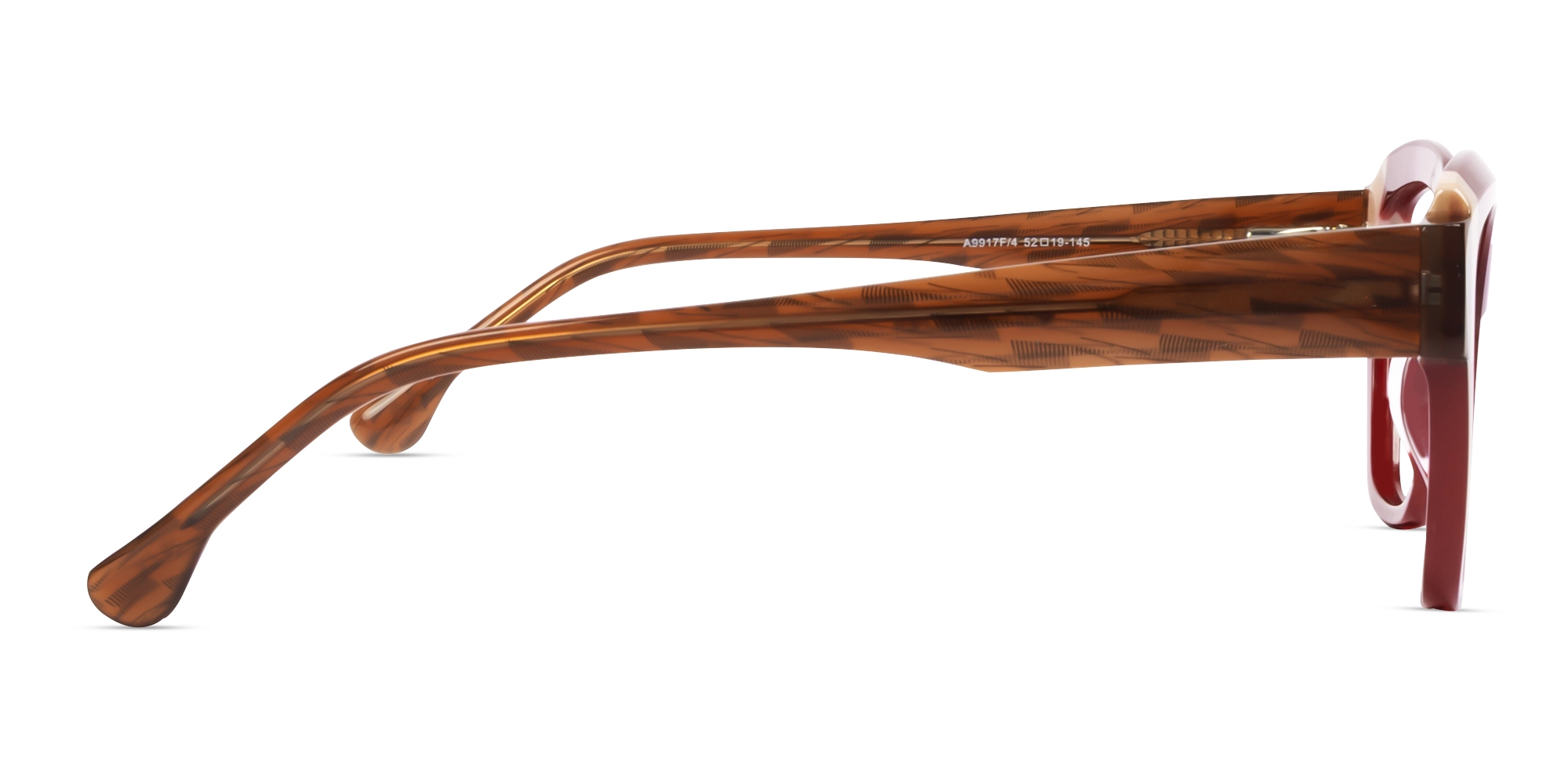 Dark Maroon Cateye Geometric Glasses-3