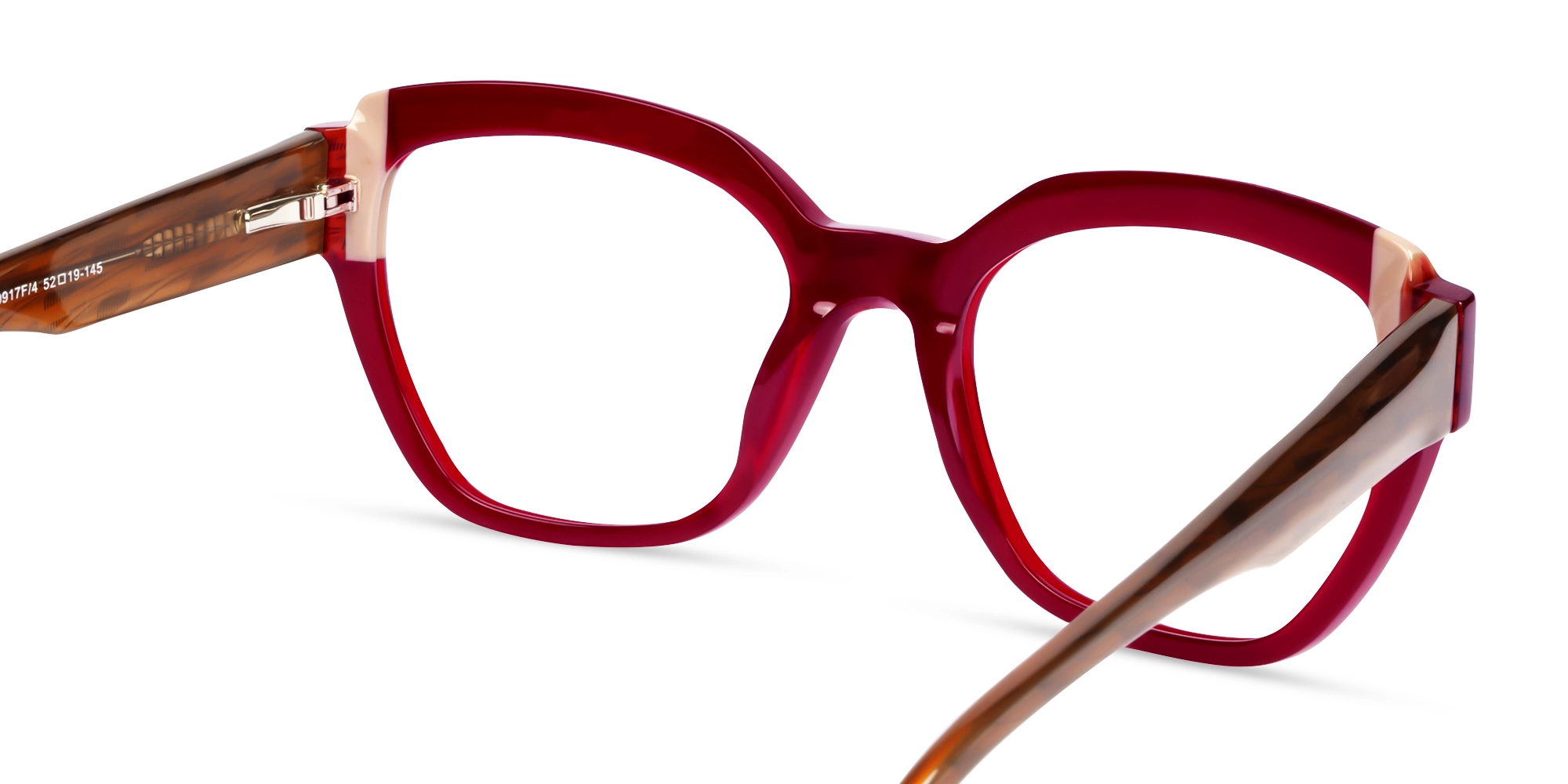 Dark Maroon Cateye Geometric Glasses-4