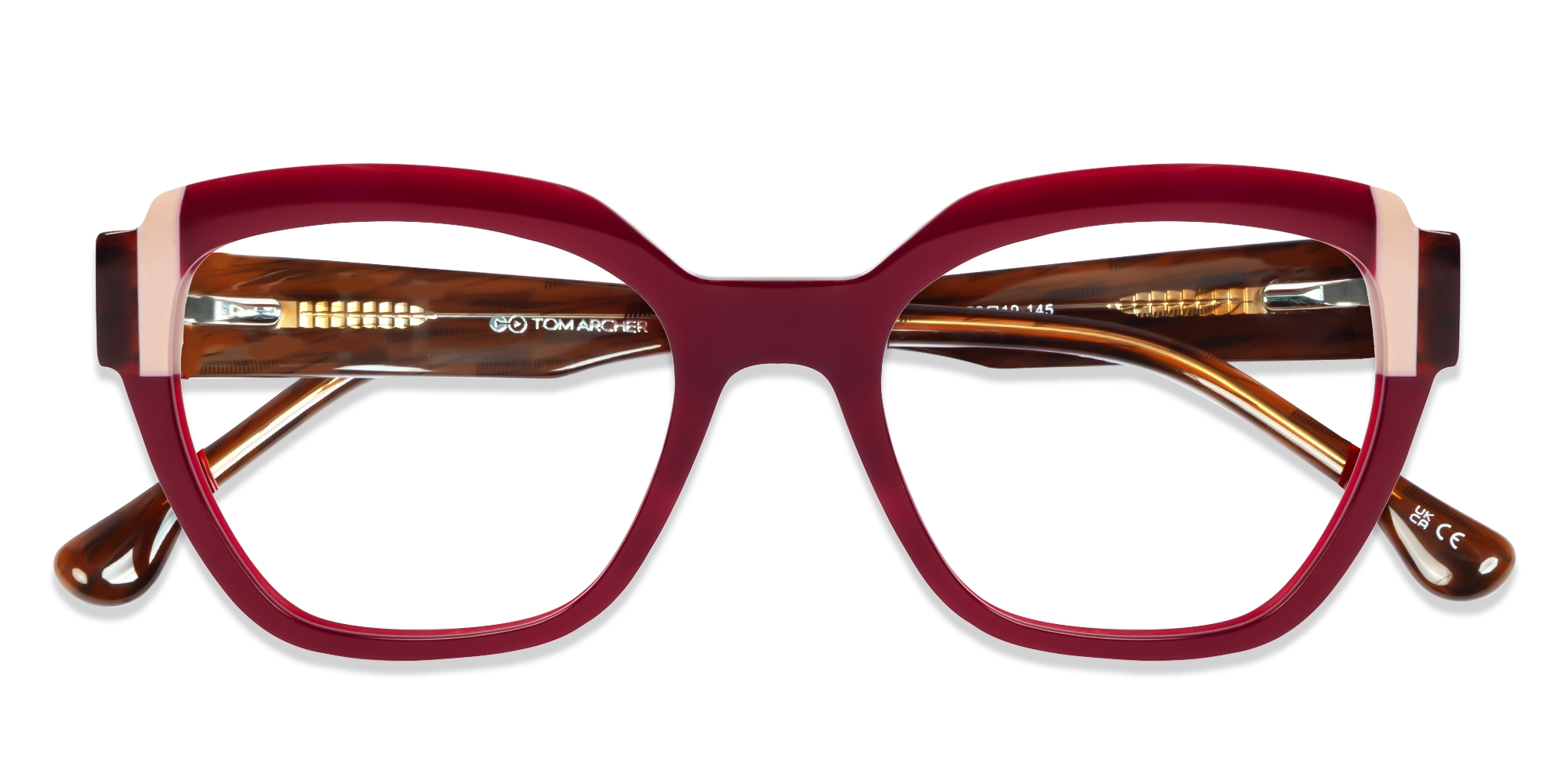 Dark Maroon Cateye Geometric Glasses-5