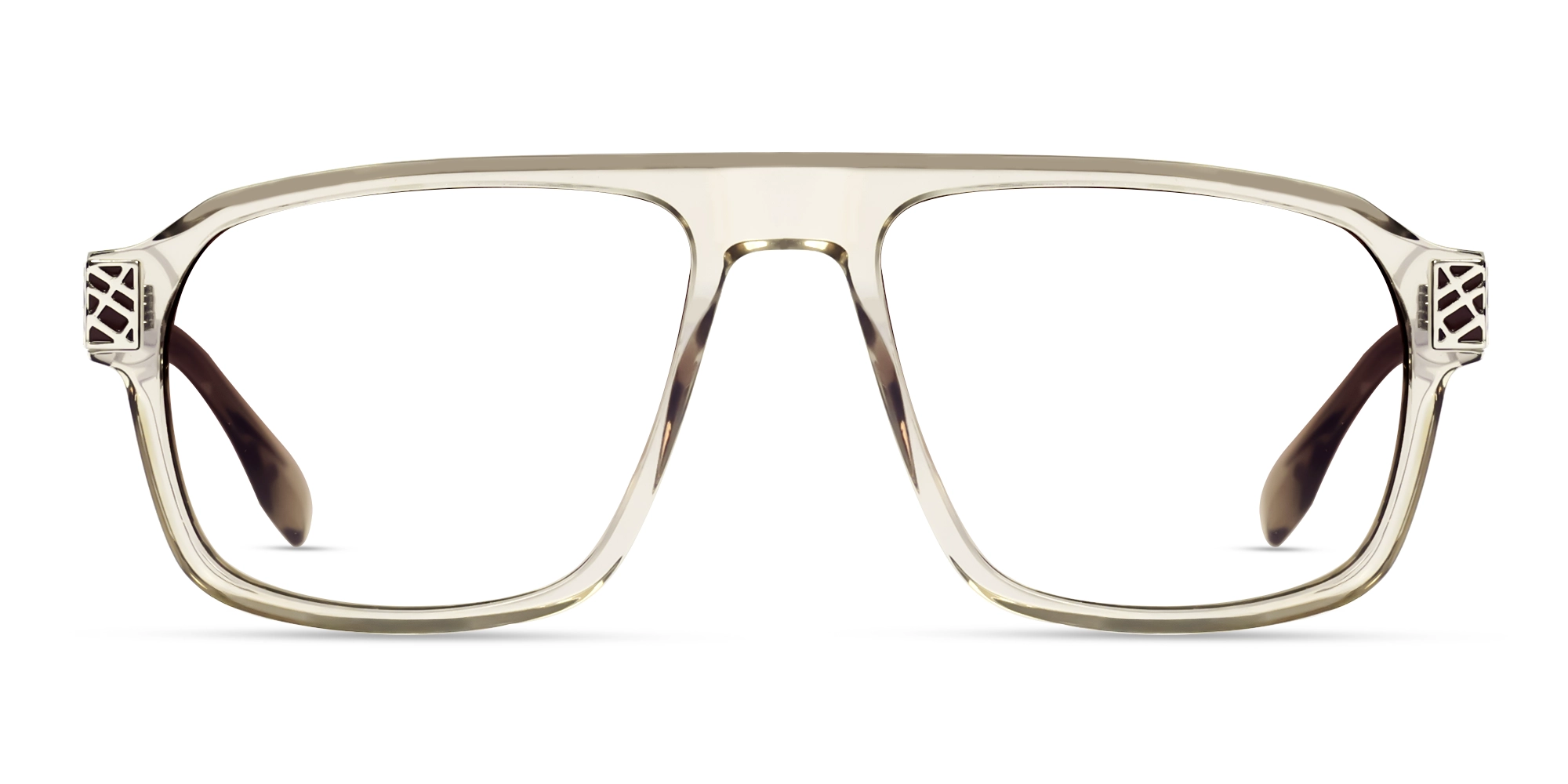Crystal Beige Flat Top Square Glasses-1 Crystal Beige Flat Top Square Glasses-1