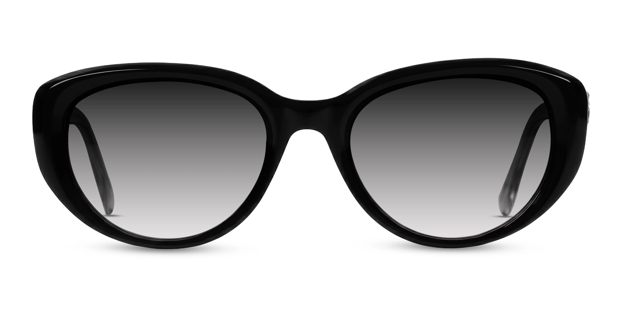 Black Oval Cat-Eye Frame With Grey Tint Sunglasses-1 Black Oval Cat-Eye Frame With Grey Tint Sunglasses-1