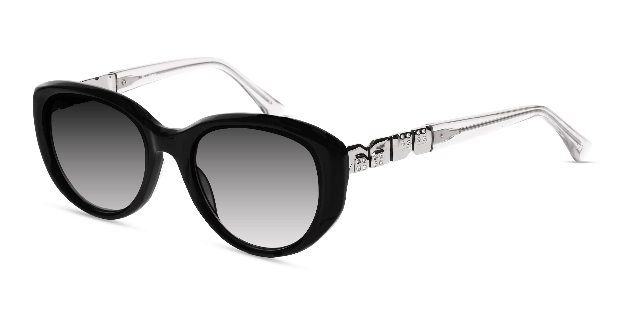 Black Oval Cat-Eye Frame With Grey Tint Sunglasses-3 Black Oval Cat-Eye Frame With Grey Tint Sunglasses-3