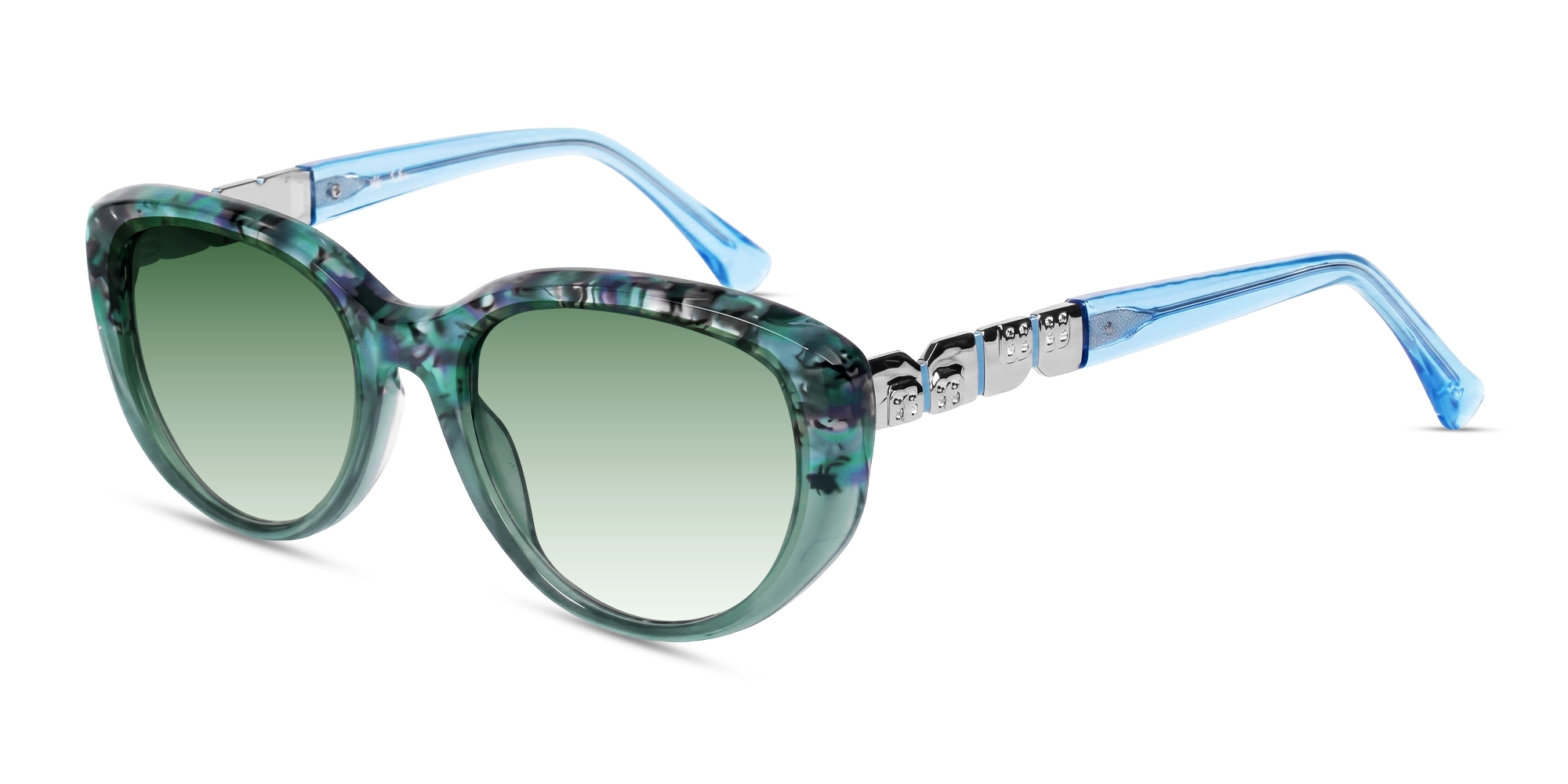 Aqua Marble Oval Cat-Eye Frame With Green Tint Sunglasses-3 Aqua Marble Oval Cat-Eye Frame With Green Tint Sunglasses-3