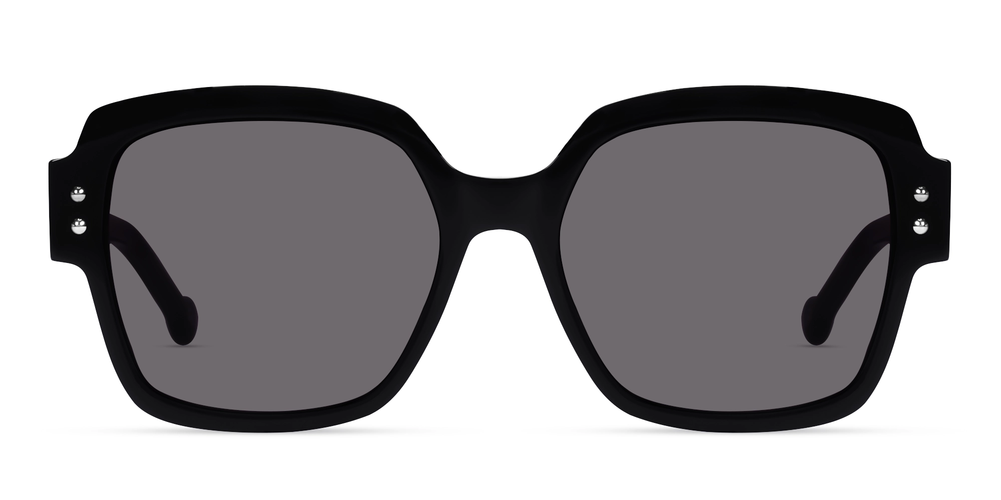 Large Black Square Glasses With Grey Tint Sunglasses-1