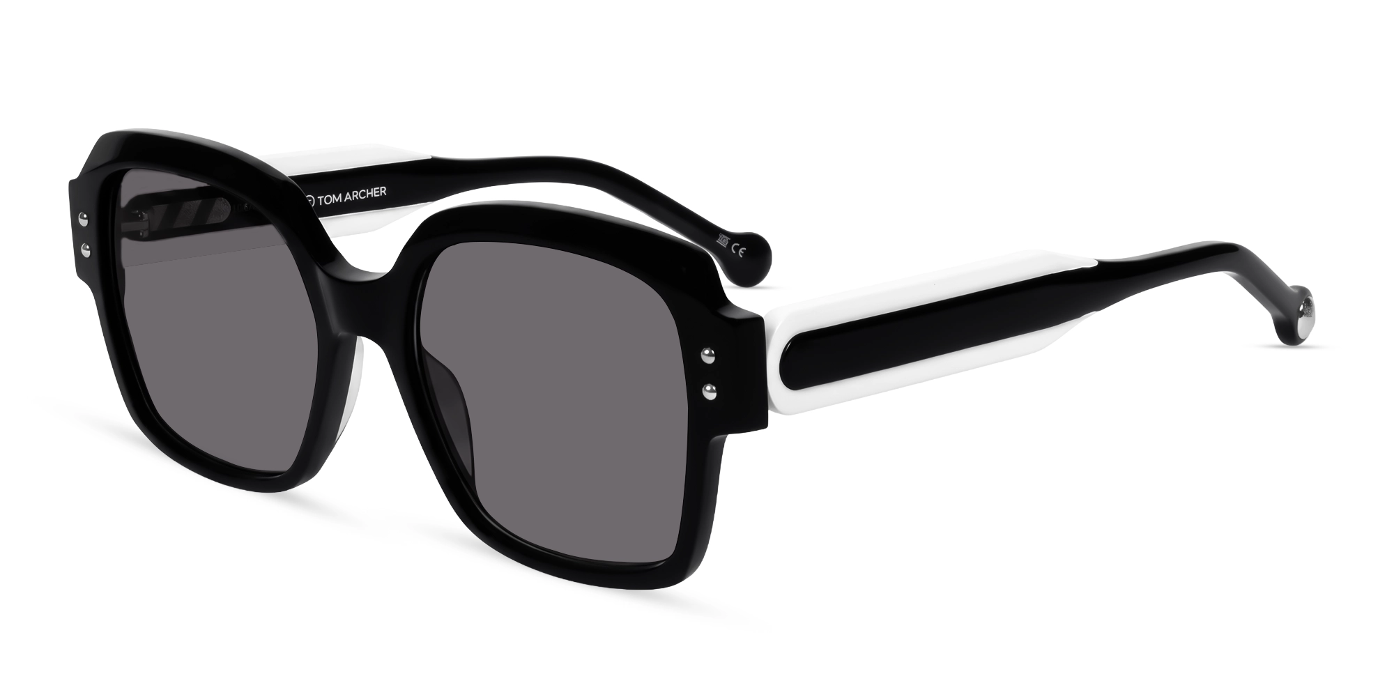 Large Black Square Glasses With Grey Tint Sunglasses-3