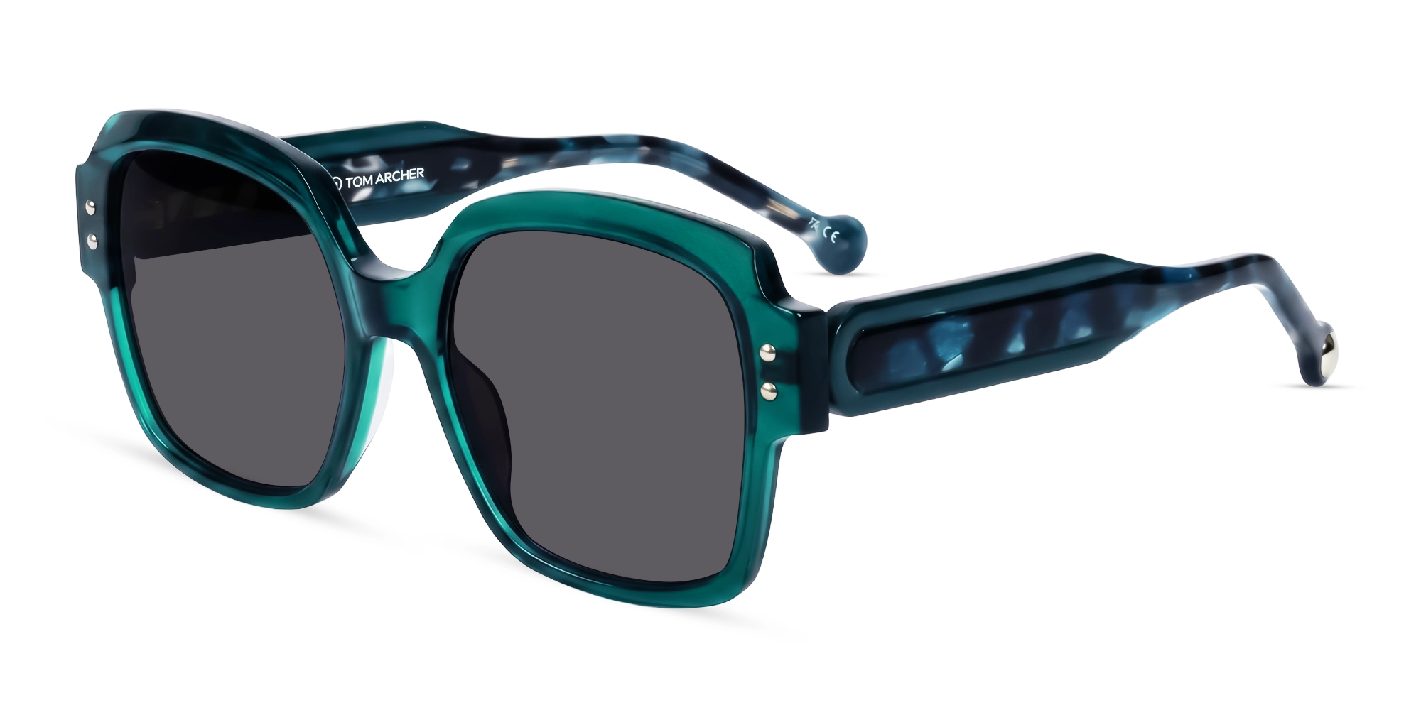 Large Crystal Teal Square Frame With Grey Tint-3 Large Crystal Teal Square Frame With Grey Tint-3
