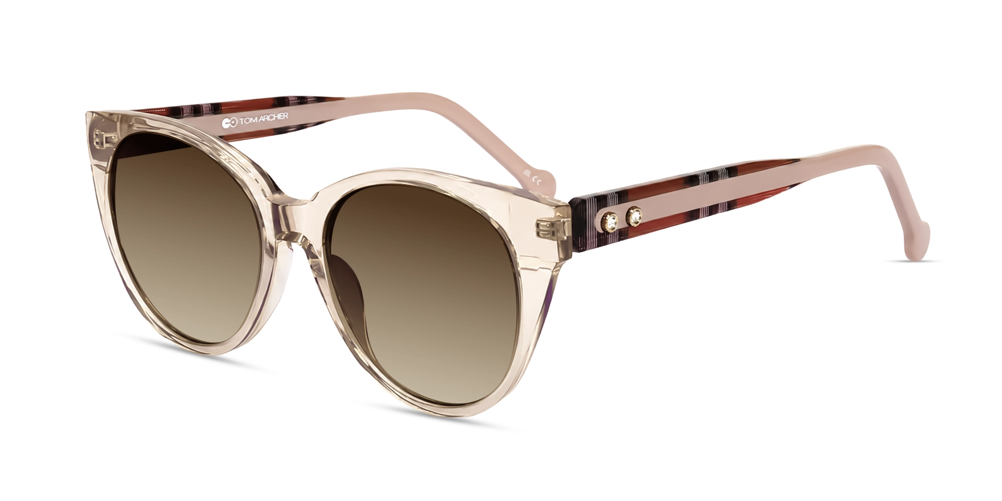 Crystal Beige Round Cat Eye Frame With Brown Tints-3 Crystal Beige Round Cat Eye Frame With Brown Tints-3