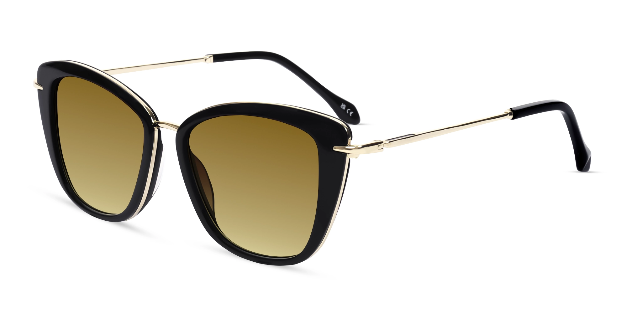 Black Cat-Eye Frame With Brown Gradient Tint Sunglasses-3 Black Cat-Eye Frame With Brown Gradient Tint Sunglasses-3