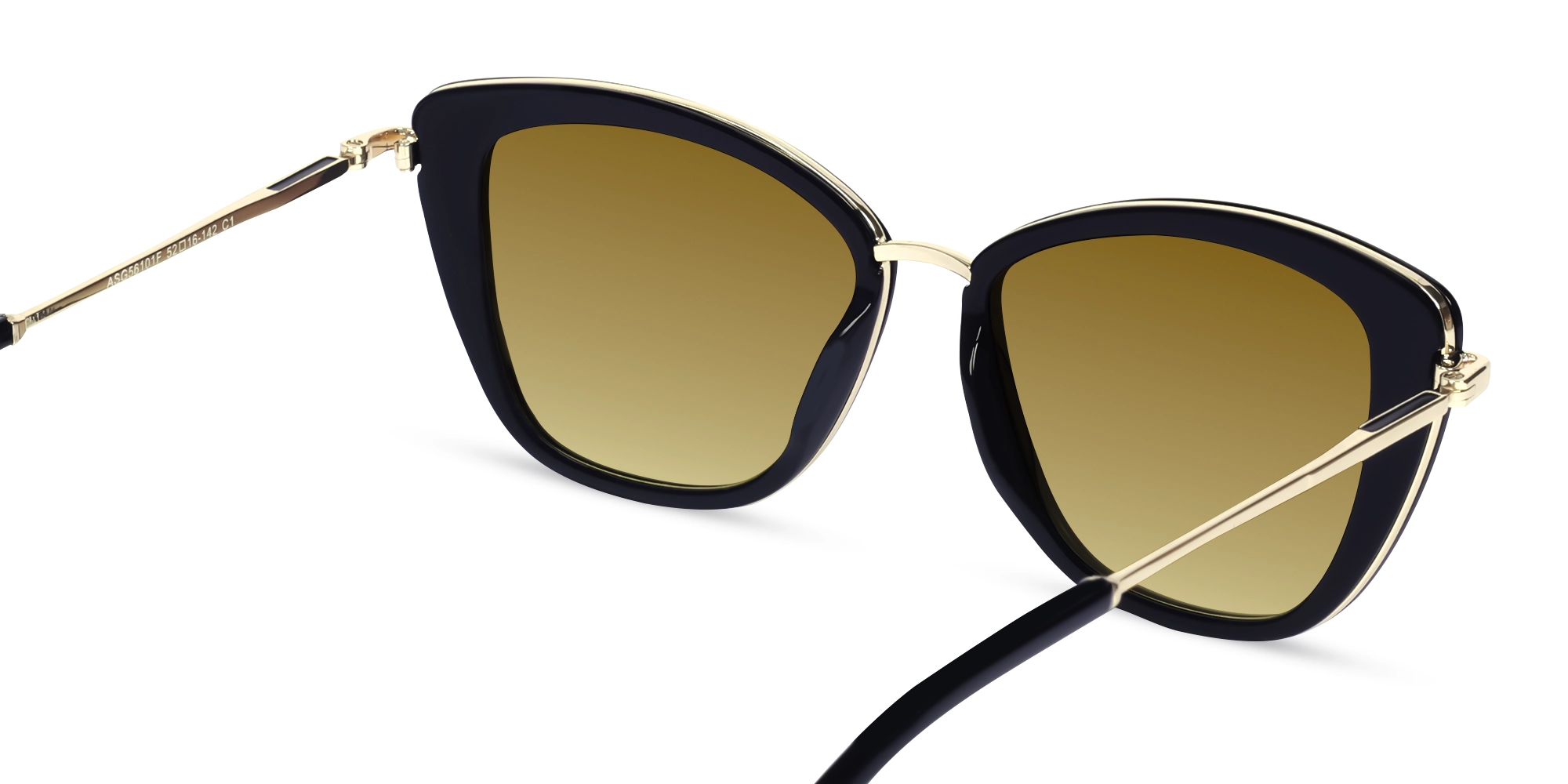 Black Cat-Eye Frame With Brown Gradient Tint Sunglasses-5