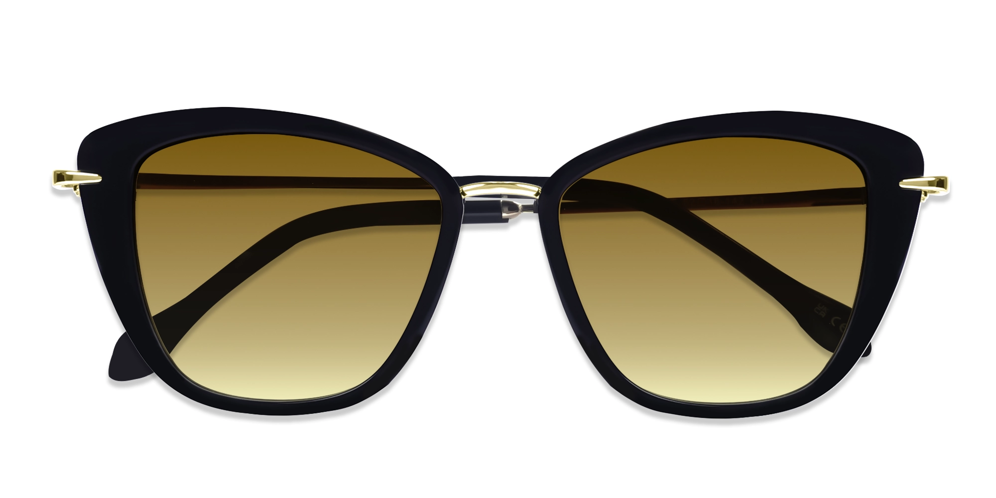 Black Cat-Eye Frame With Brown Gradient Tint Sunglasses-6