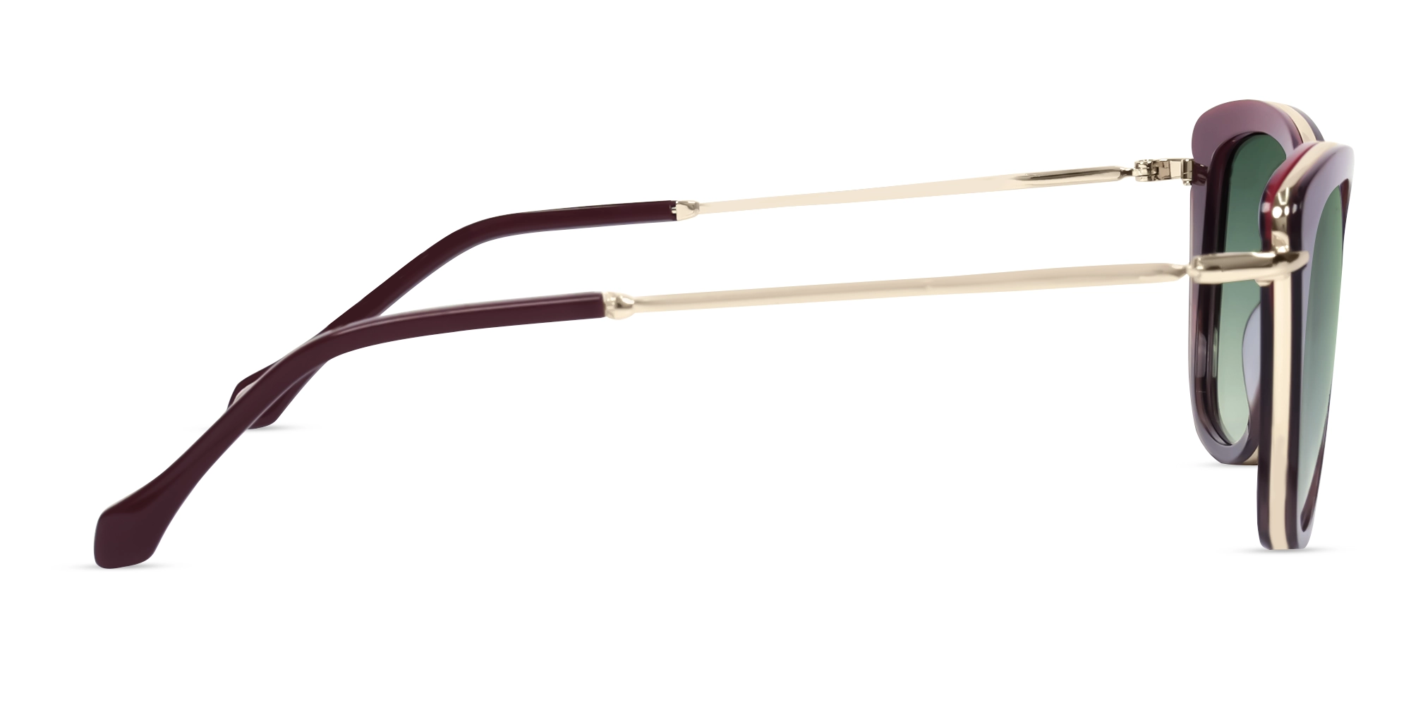 Dark Maroon Cat-Eye Frame With Green Tint Sunglasses-4