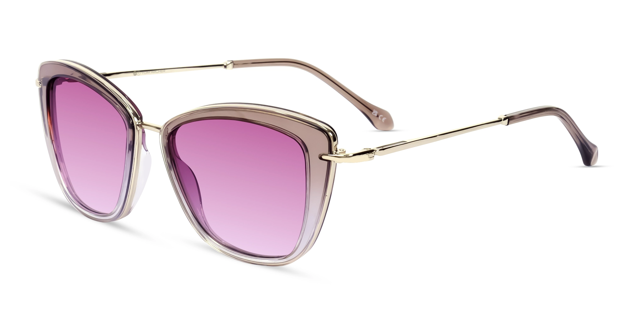 Crystal Brown Ombre Frame With Pink Tint Sunglasses-3