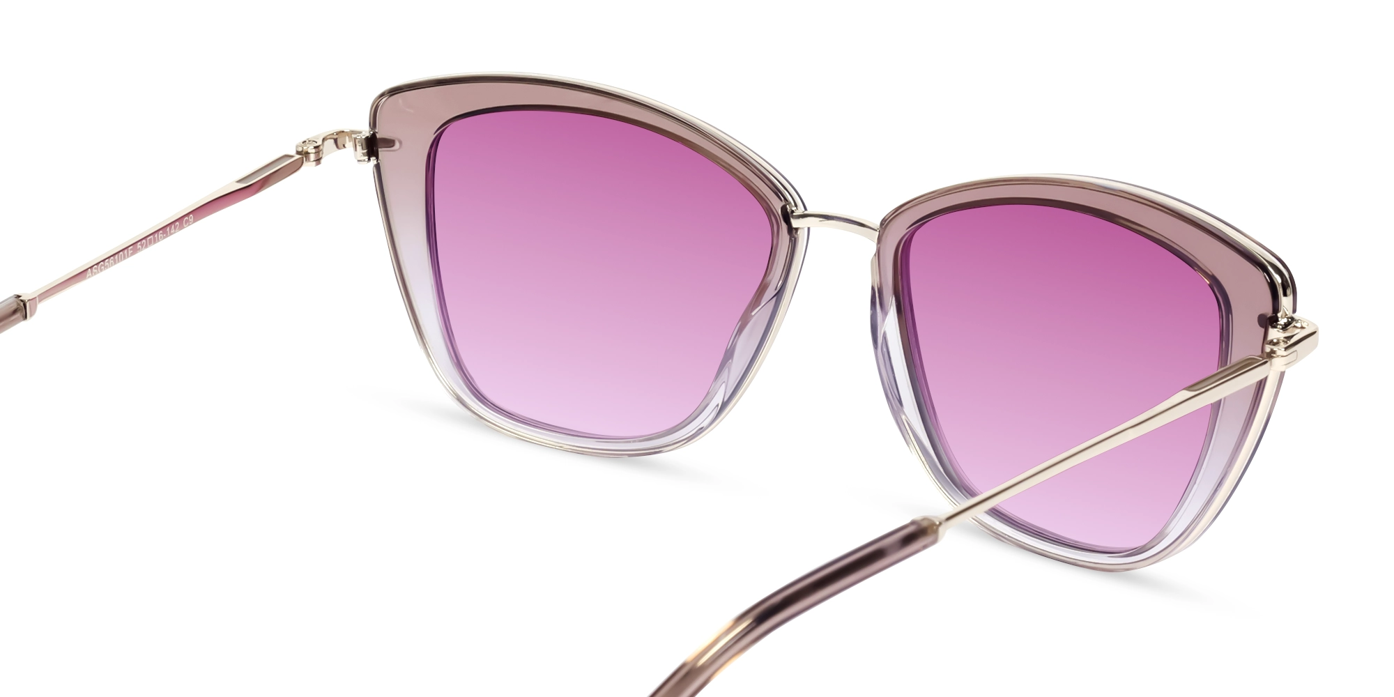 Crystal Brown Ombre Frame With Pink Tint Sunglasses-5