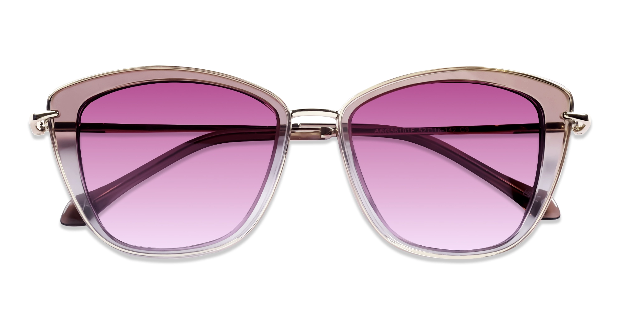 Crystal Brown Ombre Frame With Pink Tint Sunglasses-6