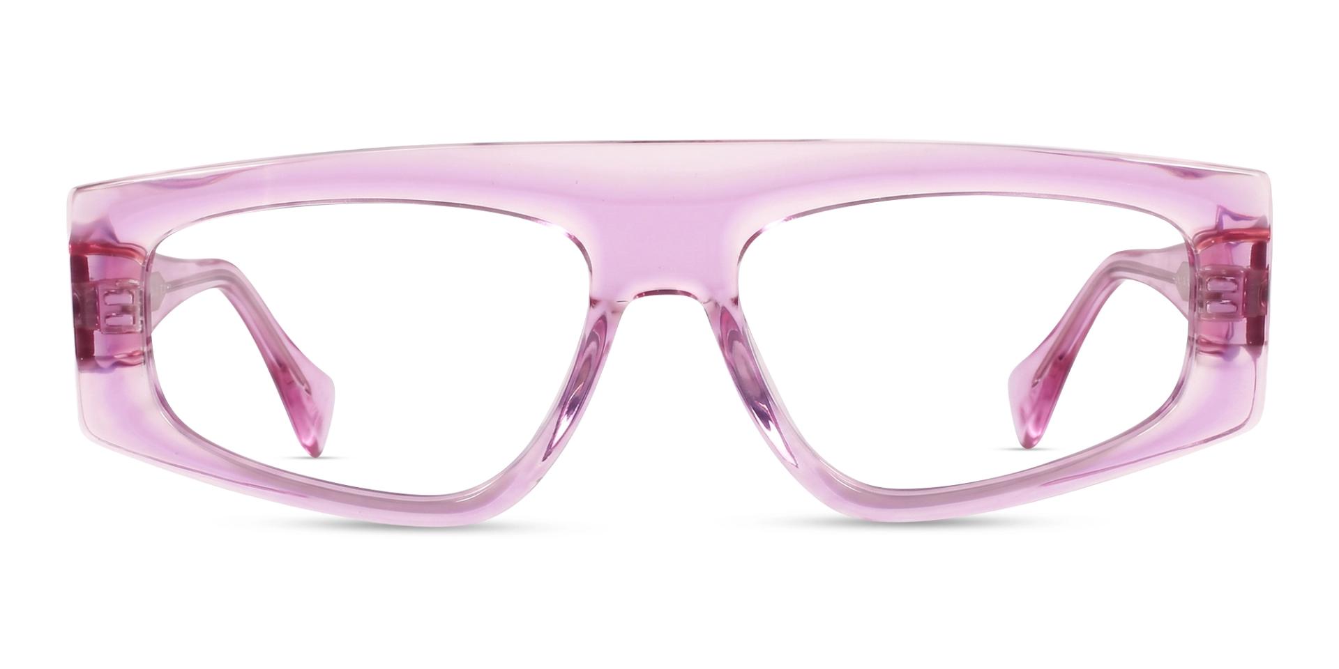 Crystal Pink Rectangle Geometric Flat-top Glasses-1