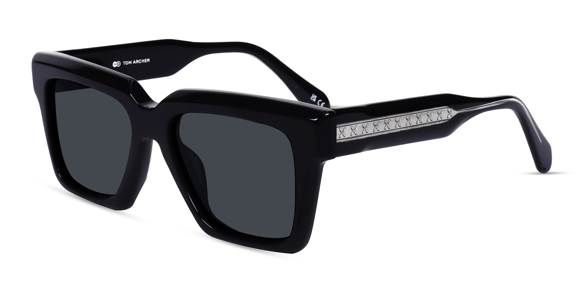 Black Square Frame Sunglasses With Grey Tint-3