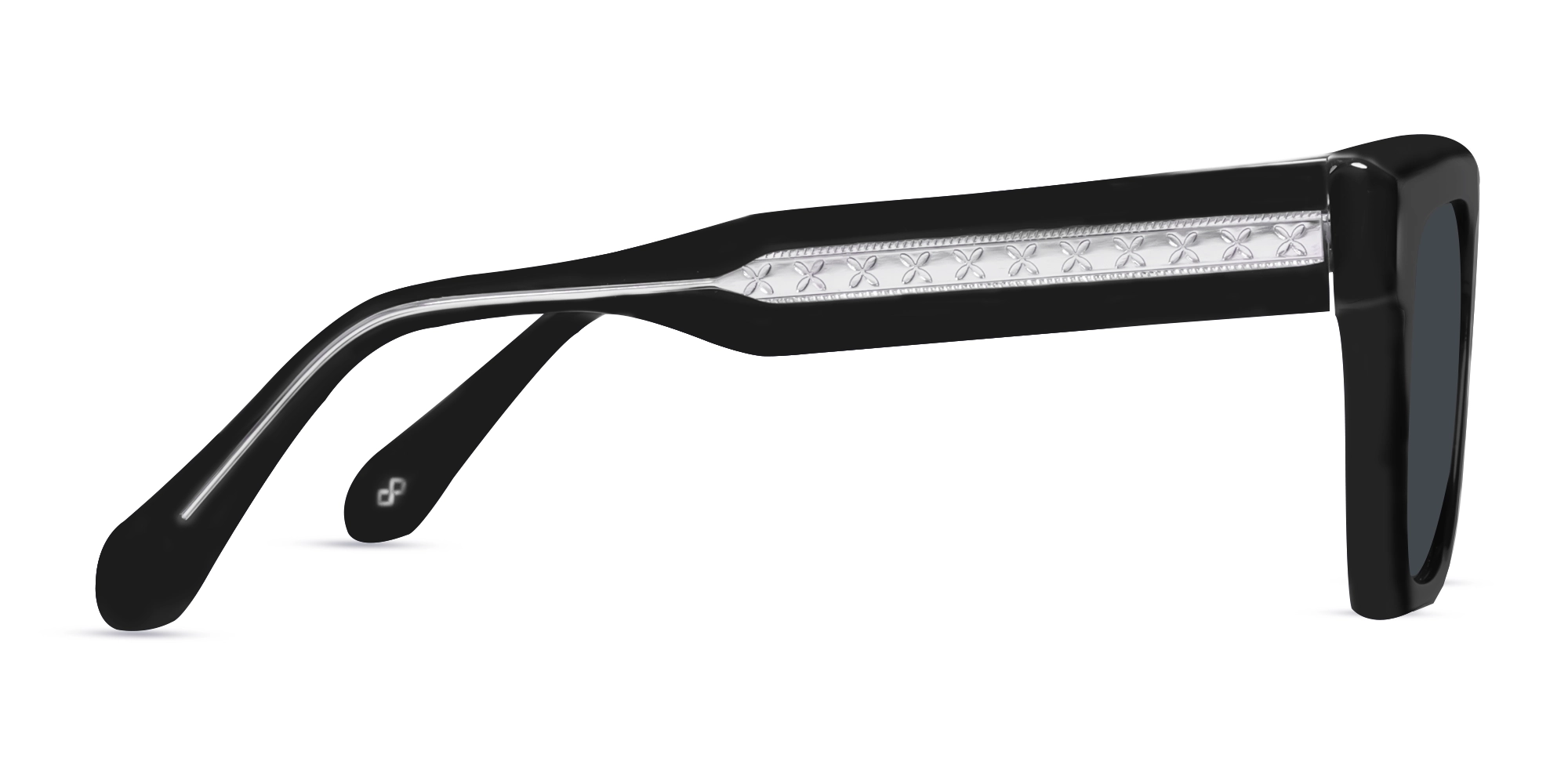 Black Square Frame Sunglasses With Grey Tint-4