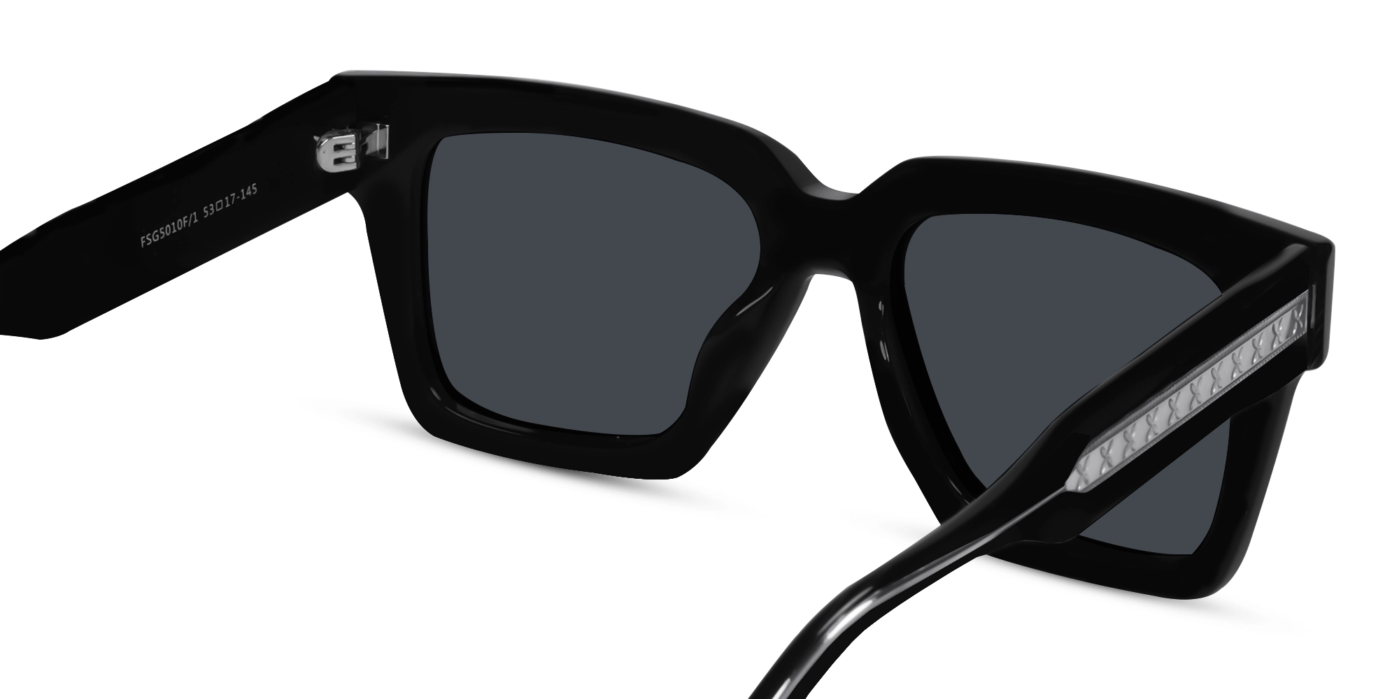 Black Square Frame Sunglasses With Grey Tint-5