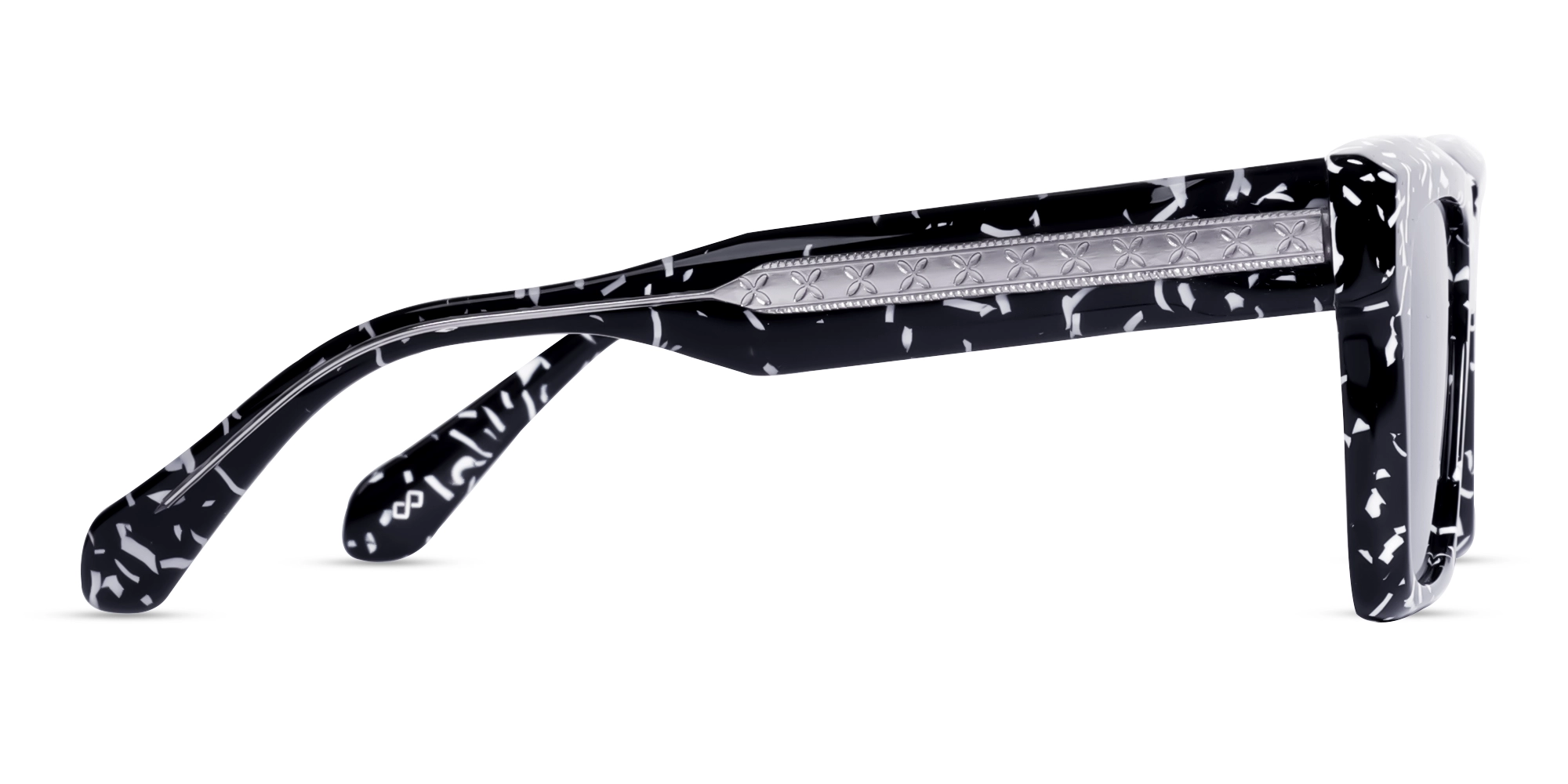 Black Square Designer Sunglasses With Grey Tint-4