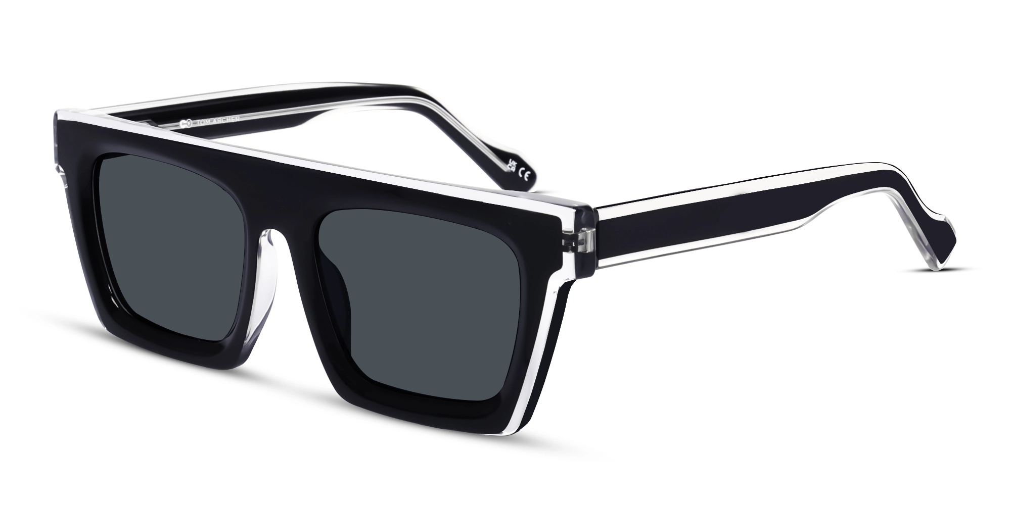 Black Flat Top Sunglasses With Grey Tint Sunglasses-3