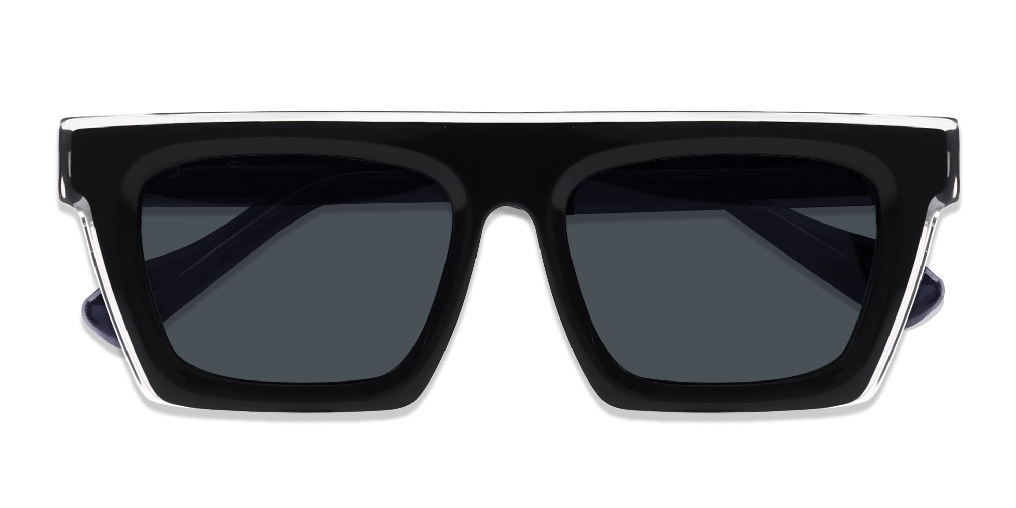 Black Flat Top Sunglasses With Grey Tint Sunglasses-6