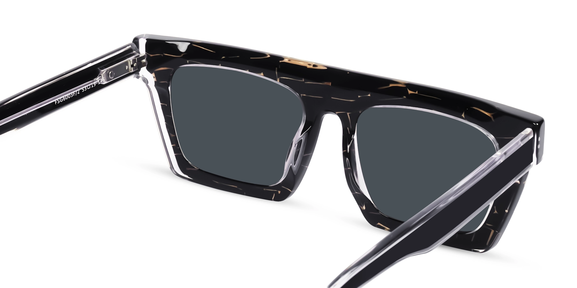 Black and Gold Square Sunglasses With Grey Tint-5