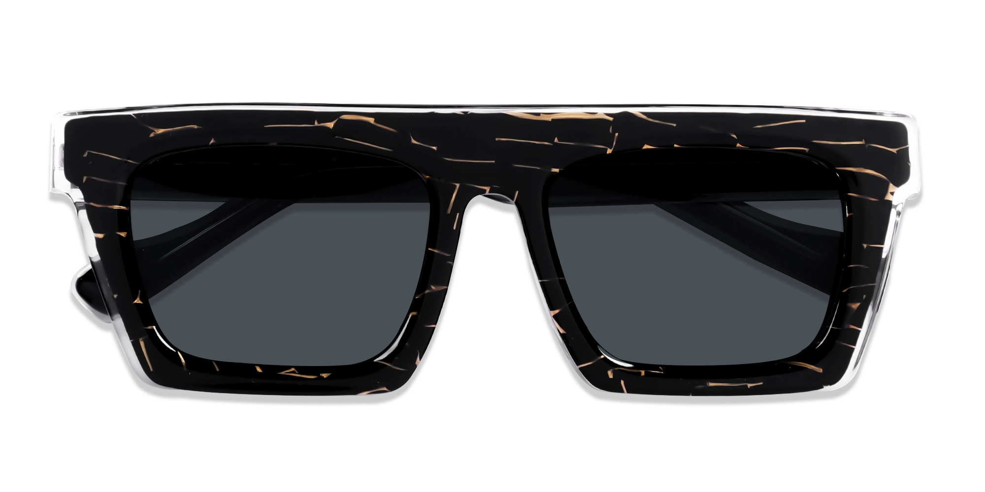 Black and Gold Square Sunglasses With Grey Tint-6