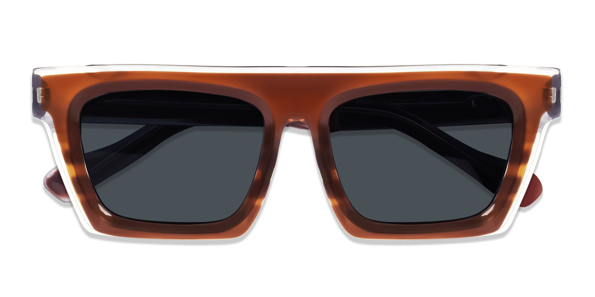 Rust Grotto Square Frame With Grey Tint Sunglasses-6